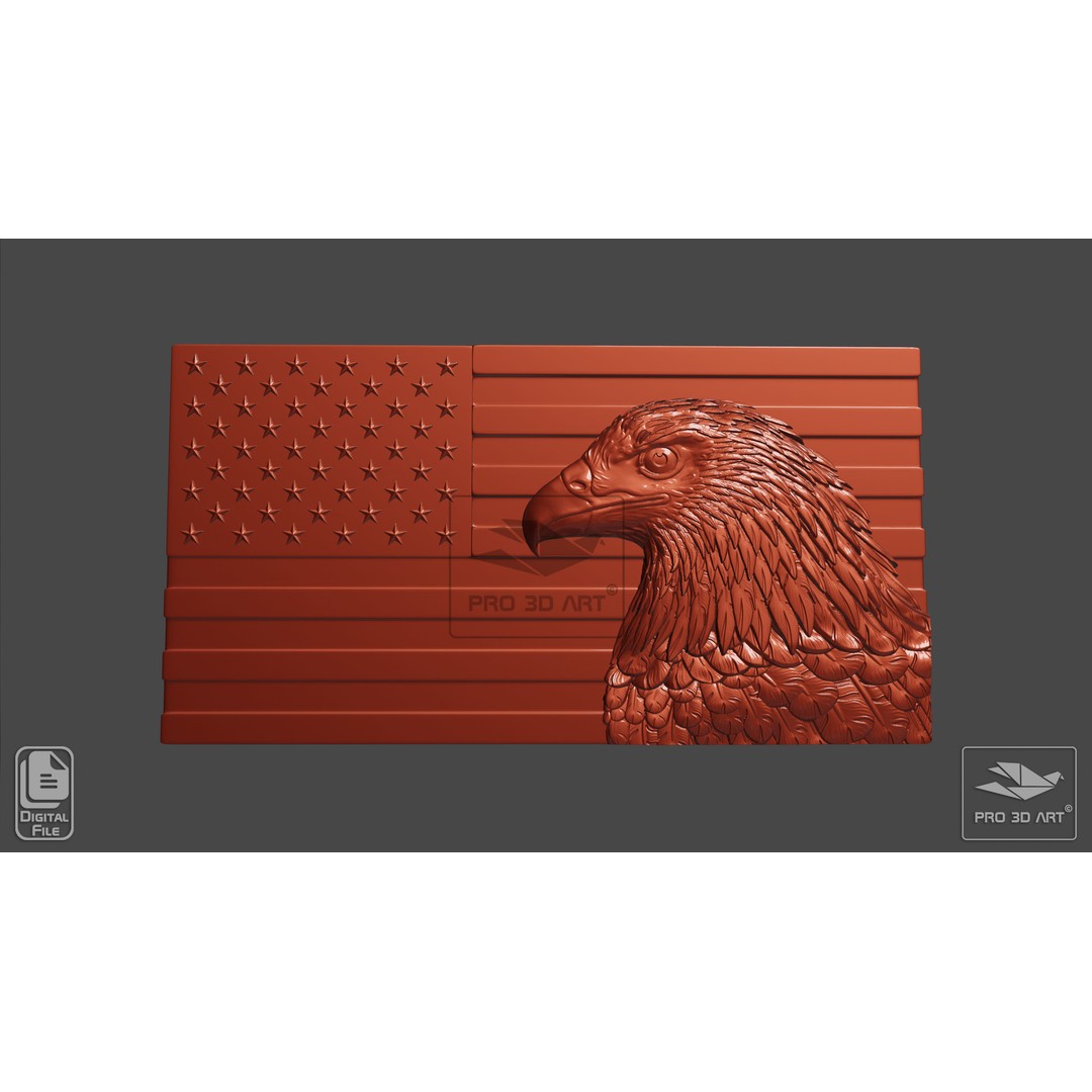 USA Flag and Map Eagle 3D Model – CNC Files for Wood, STL - View 14