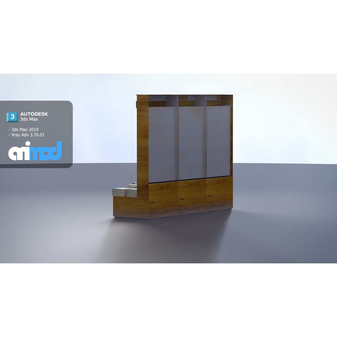 Book Shelf 3D Model – Stylish Furniture Asset with PBR Textures - View 6