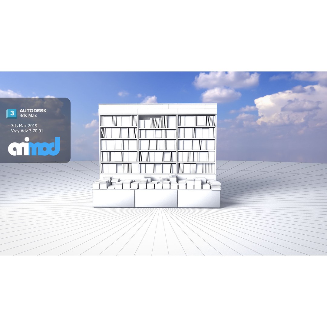 Book Shelf 3D Model – Stylish Furniture Asset with PBR Textures - View 7