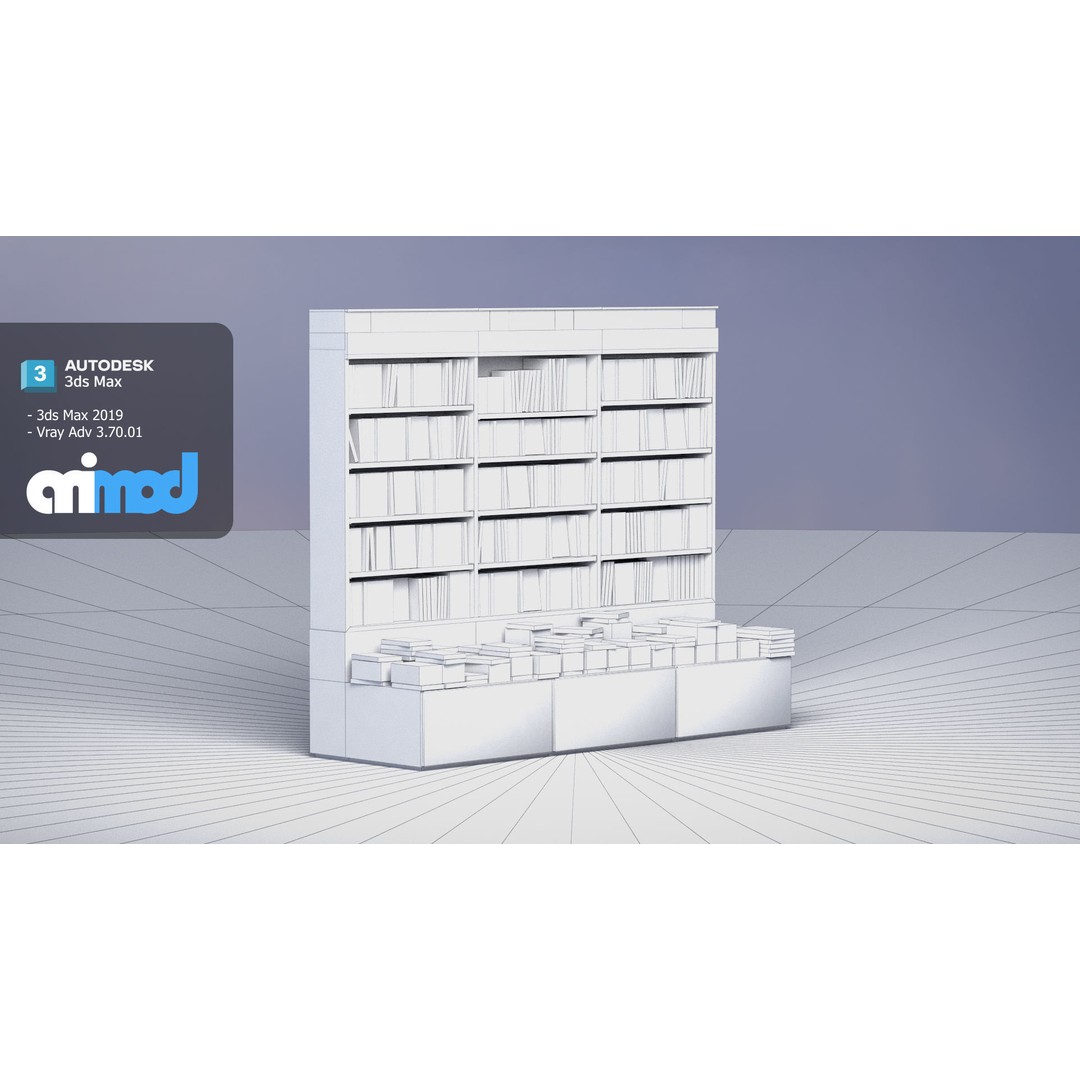 Book Shelf 3D Model – Stylish Furniture Asset with PBR Textures - View 8