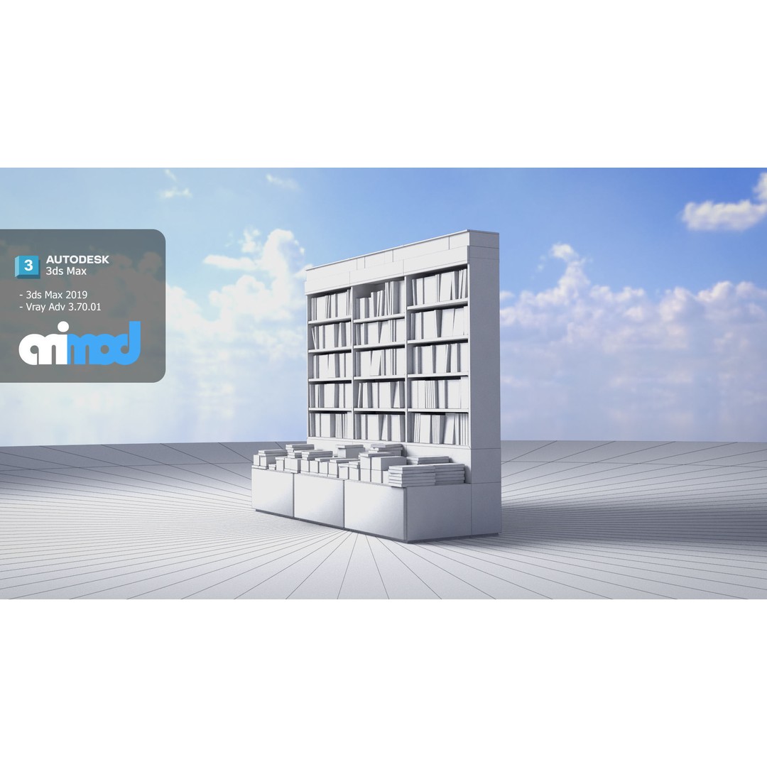Book Shelf 3D Model – Stylish Furniture Asset with PBR Textures - View 9