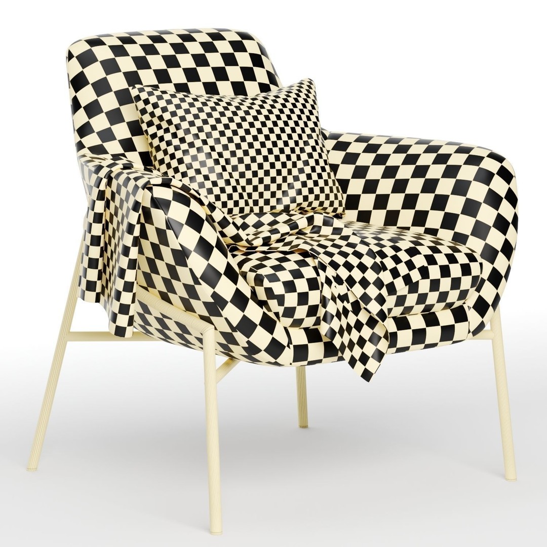 Brera Armchair 3D Model – Modern Fabric Chair with Textures