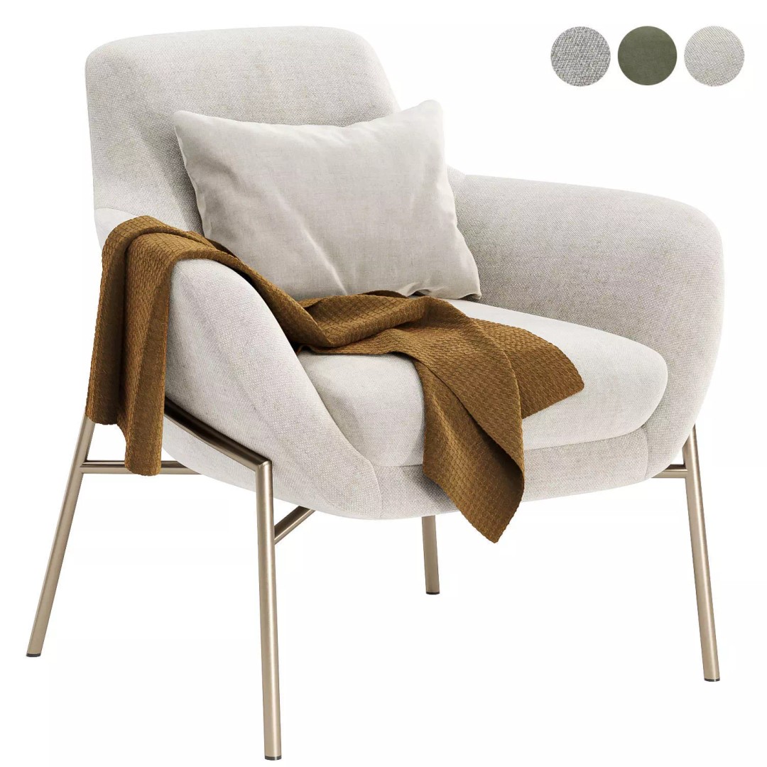 Brera Armchair 3D Model – Modern Fabric Chair with Textures - View 2
