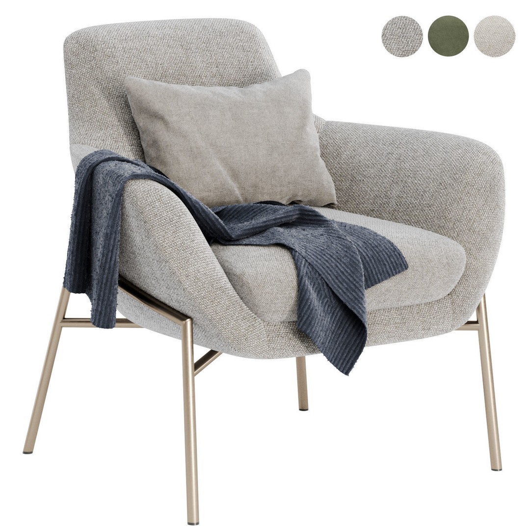 Brera Armchair 3D Model – Modern Fabric Chair with Textures - View 4