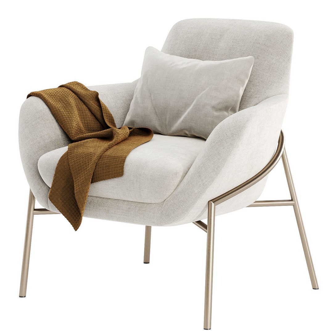 Brera Armchair 3D Model – Modern Fabric Chair with Textures - View 5