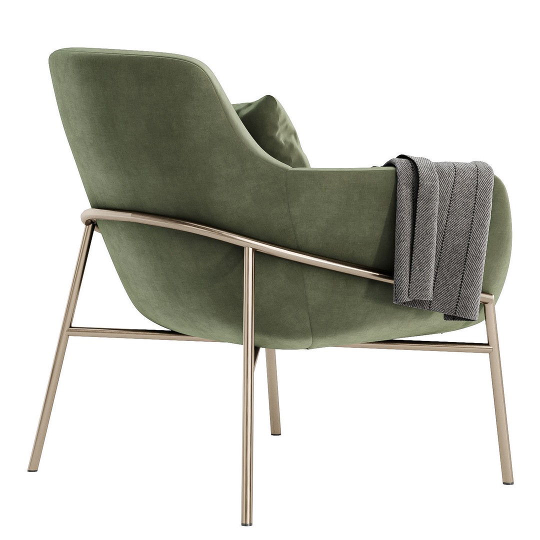 Brera Armchair 3D Model – Modern Fabric Chair with Textures - View 6