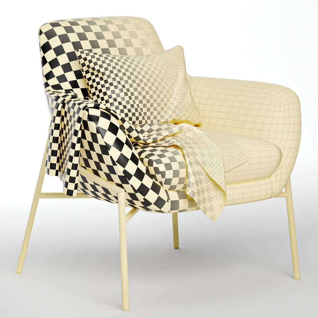 Brera Armchair 3D Model – Modern Fabric Chair with Textures - View 7