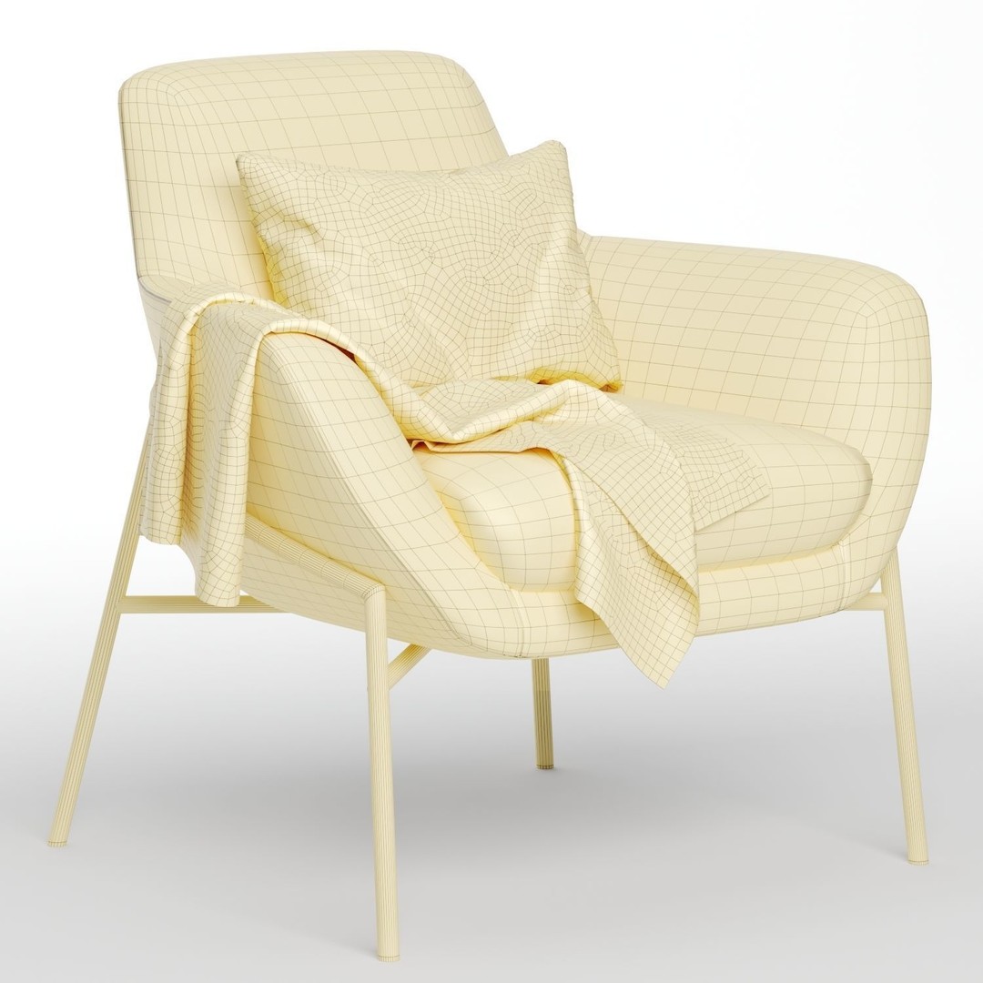 Brera Armchair 3D Model – Modern Fabric Chair with Textures - View 8