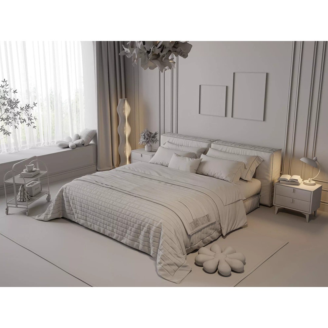 Warm Minimal Bedroom 3D Model – Modern Interior Design, FBX, OBJ - View 10