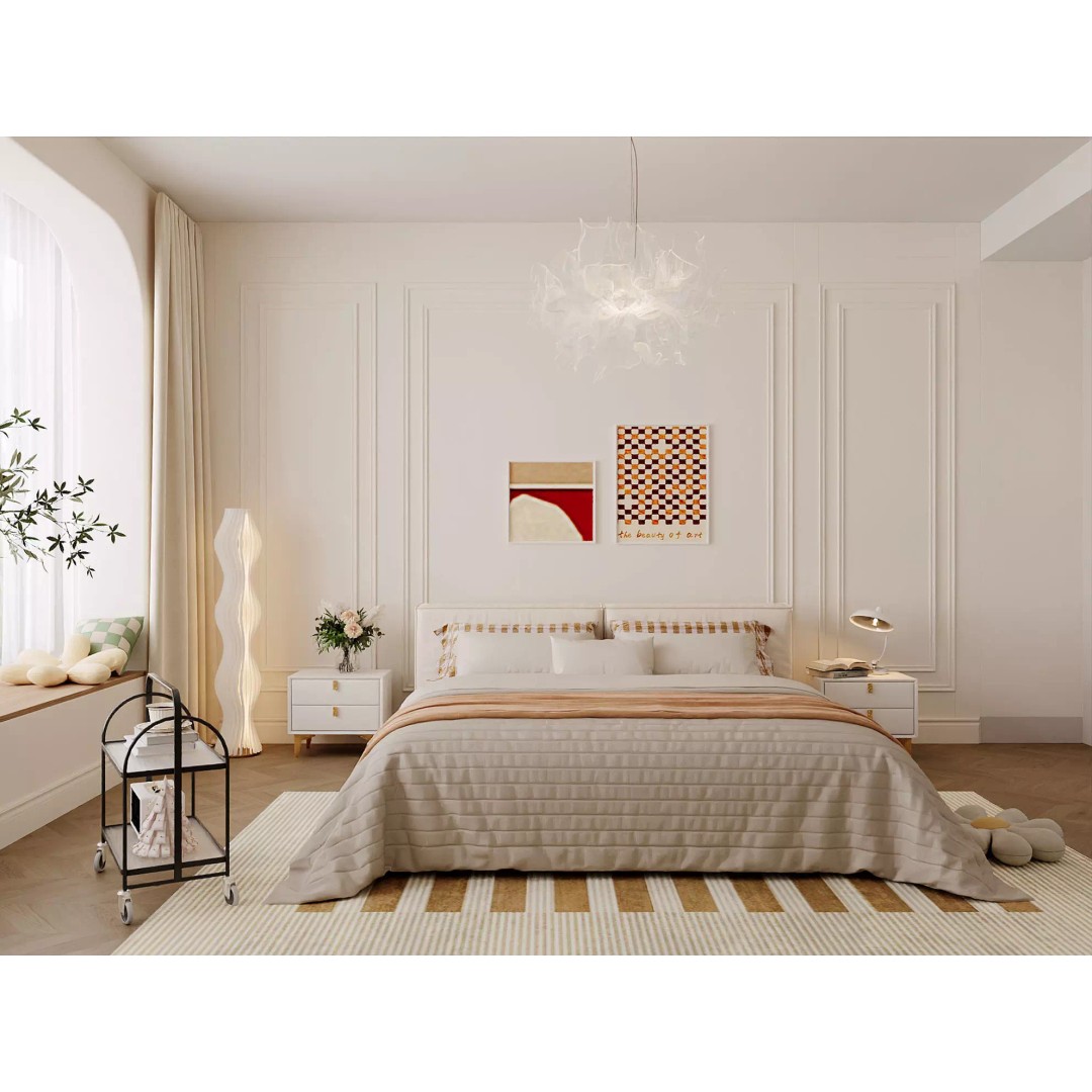 Warm Minimal Bedroom 3D Model – Modern Interior Design, FBX, OBJ - View 3