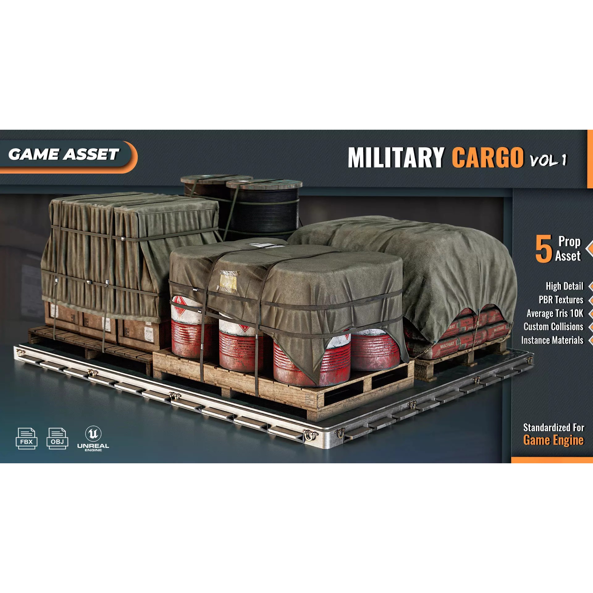 Military Cargo Vol 1 - Low-Poly Game-Ready 3D Model - View 2