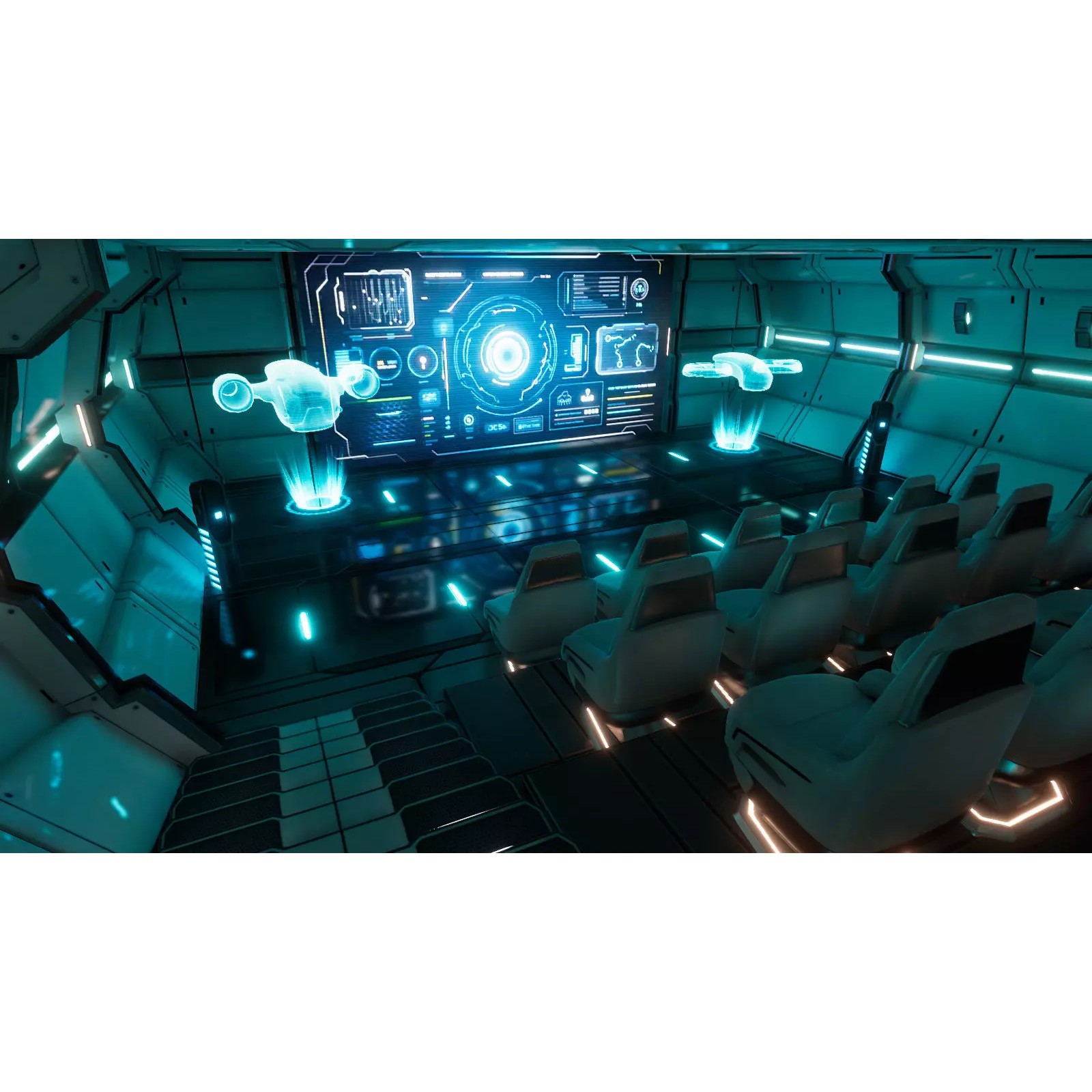 Sci-Fi Auditorium Hall - Low-Poly Game-Ready 3D Model - View 2