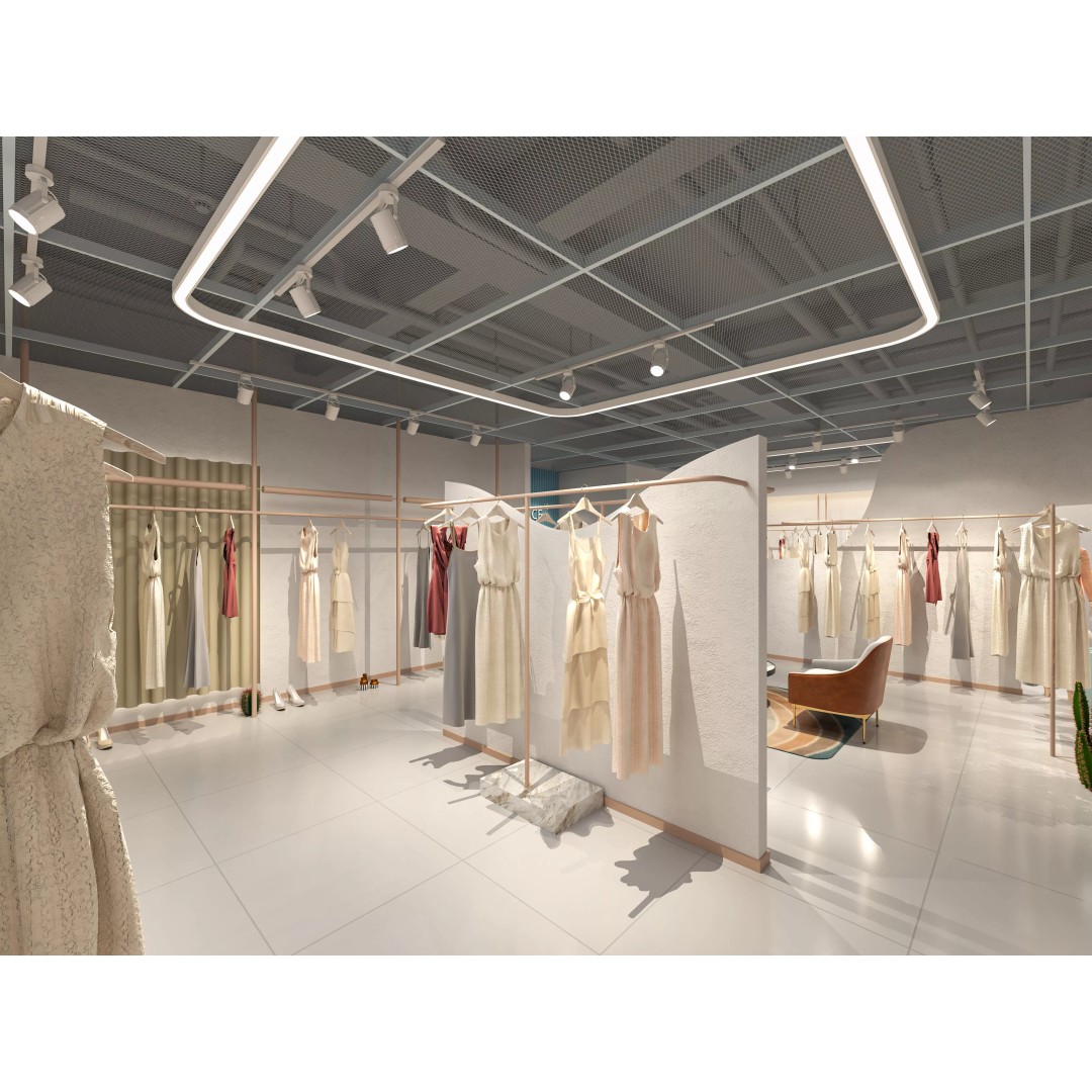 Modern Women's Clothing Store 3D Model – Light Luxury Design, FBX, OBJ - View 3