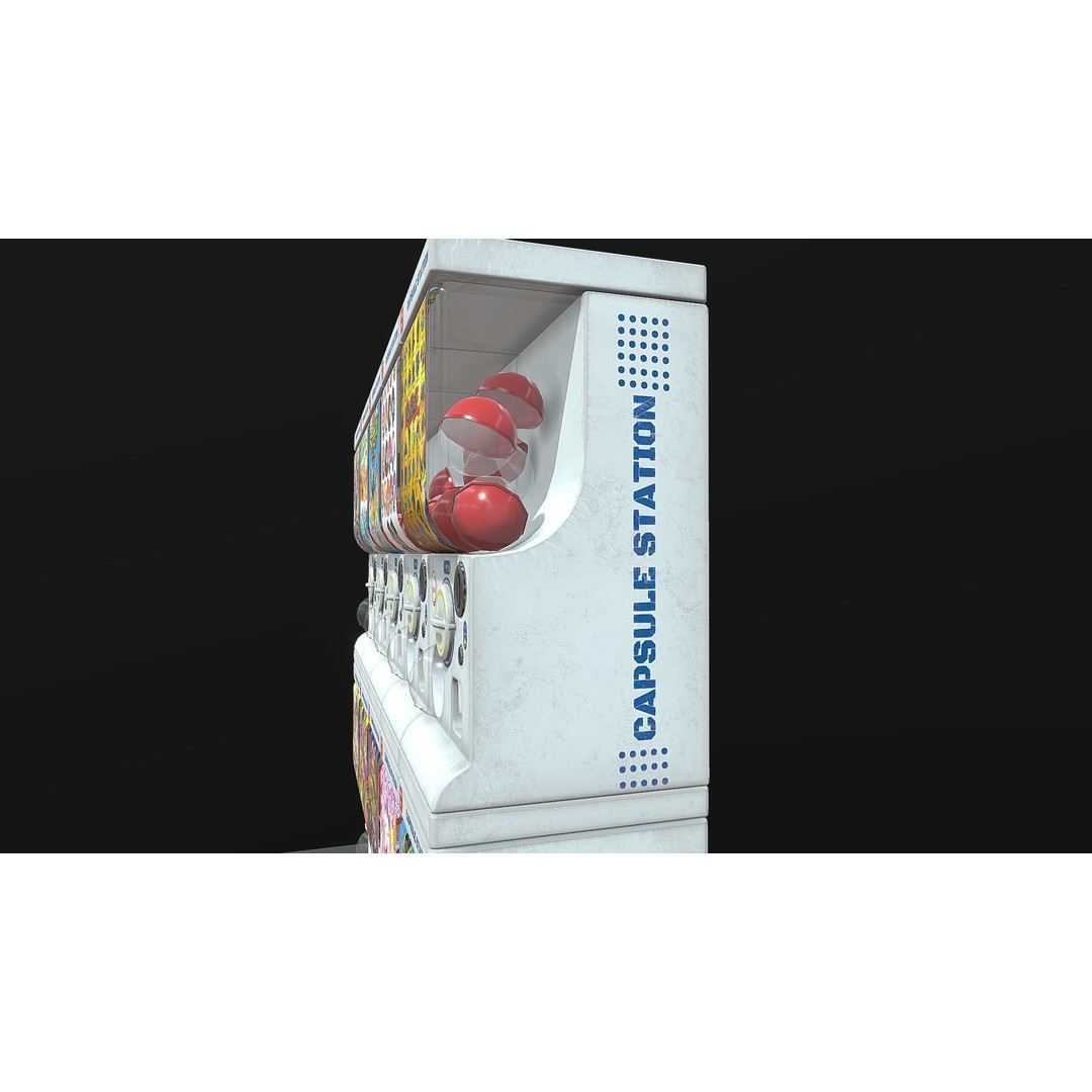 Gacha Capsule Machine 3D Model – Low Poly Game Asset, FBX/OBJ - View 11