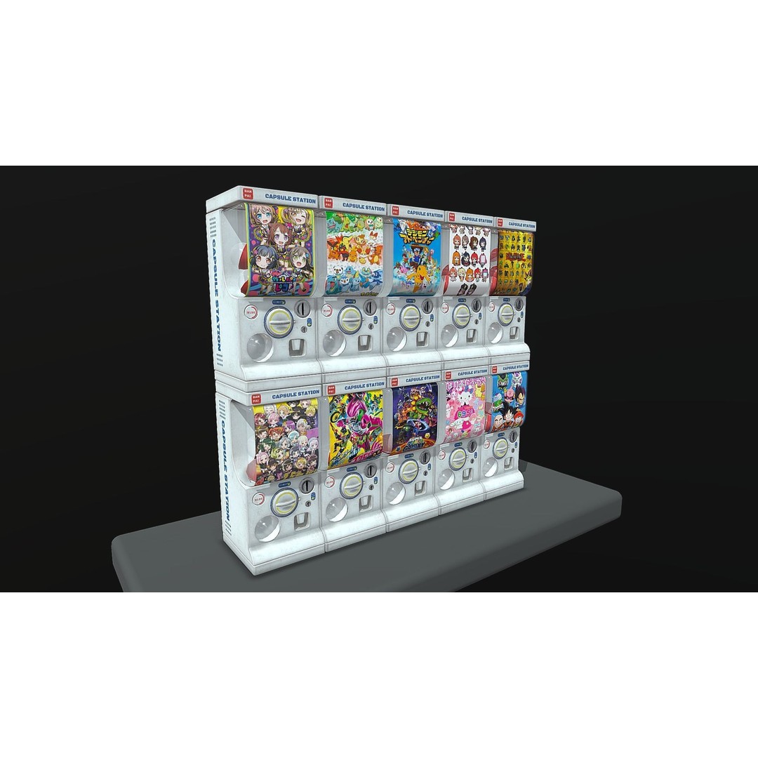 Gacha Capsule Machine 3D Model – Low Poly Game Asset, FBX/OBJ - View 3