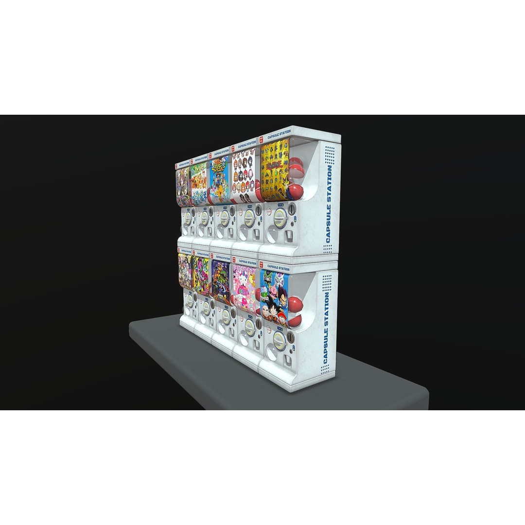Gacha Capsule Machine 3D Model – Low Poly Game Asset, FBX/OBJ - View 4