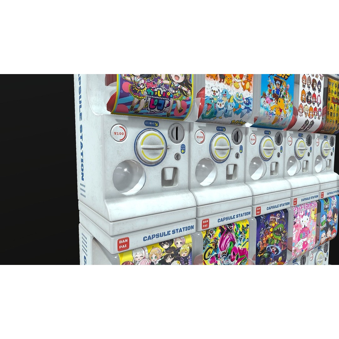 Gacha Capsule Machine 3D Model – Low Poly Game Asset, FBX/OBJ - View 5