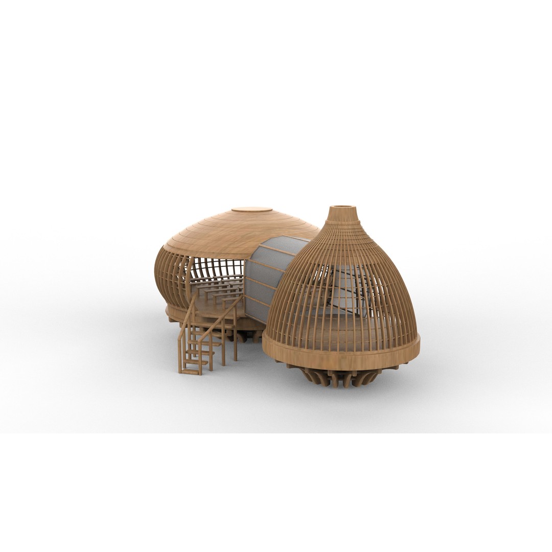 Tree House 3D Model – Wooden Tent Game Asset, PBR Textures - View 11