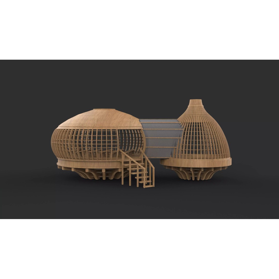 Tree House 3D Model – Wooden Tent Game Asset, PBR Textures - View 2