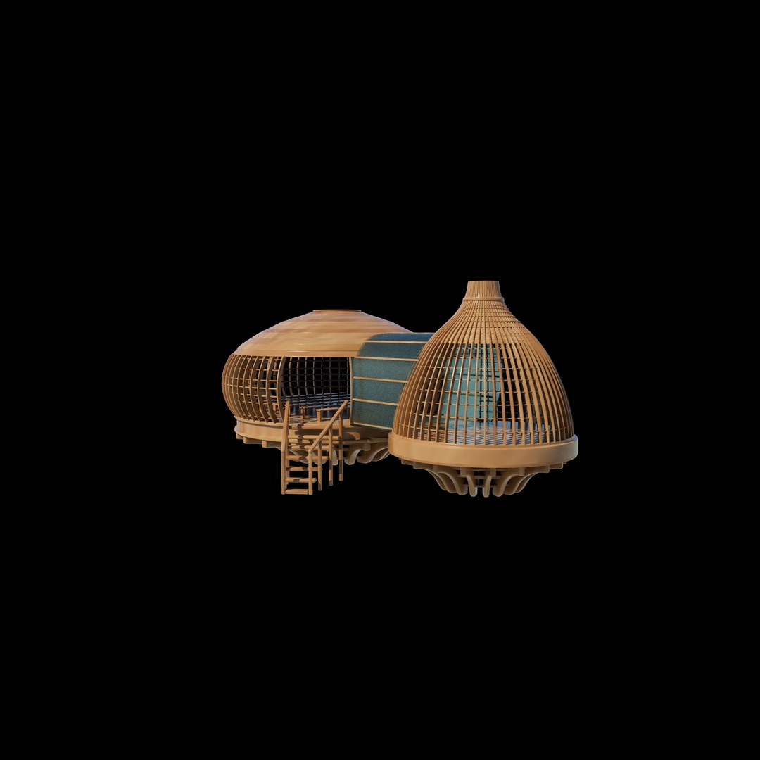 Tree House 3D Model – Wooden Tent Game Asset, PBR Textures - View 4