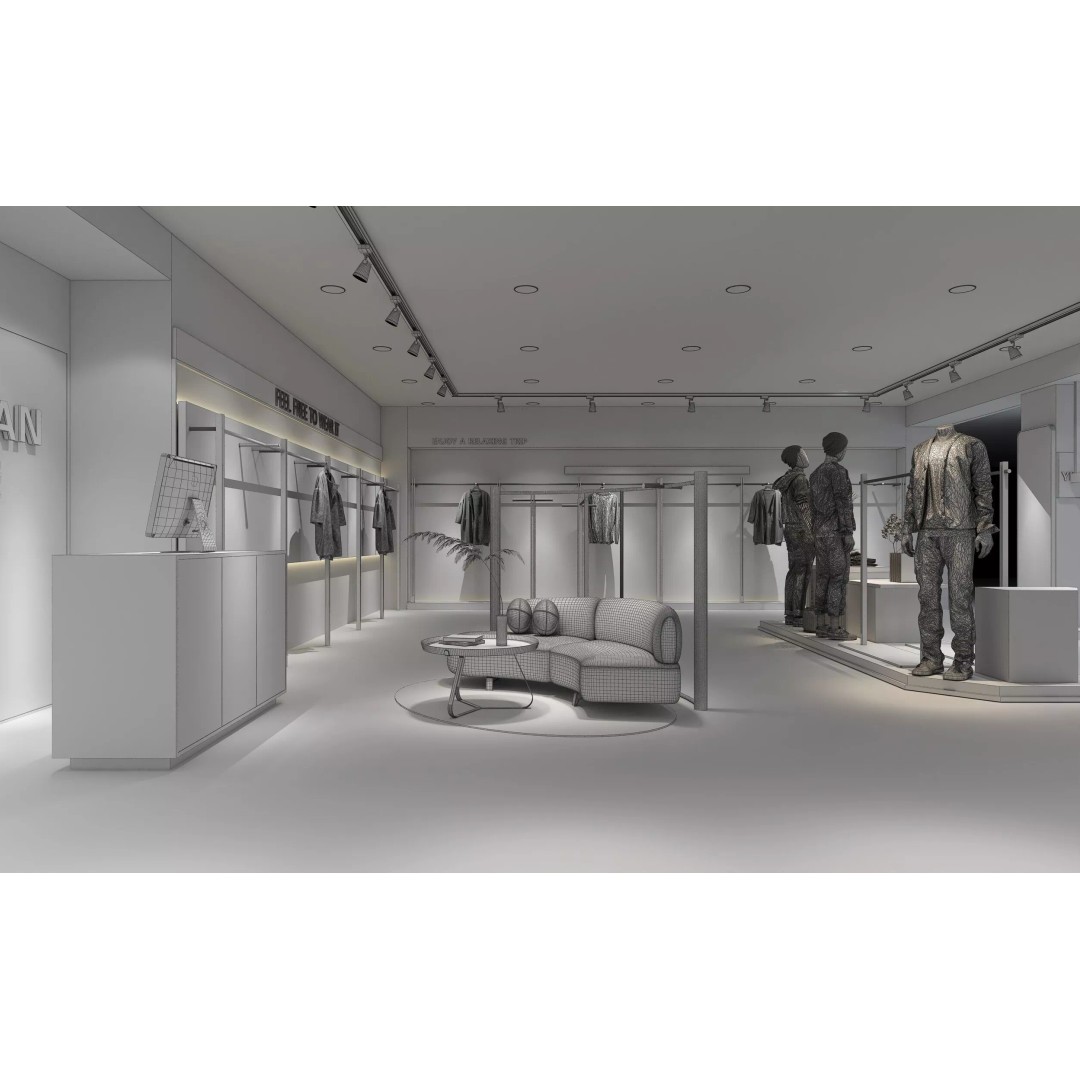 Boutique Clothing Store 3D Model – Minimalist Interior, FBX & 3ds Max Formats