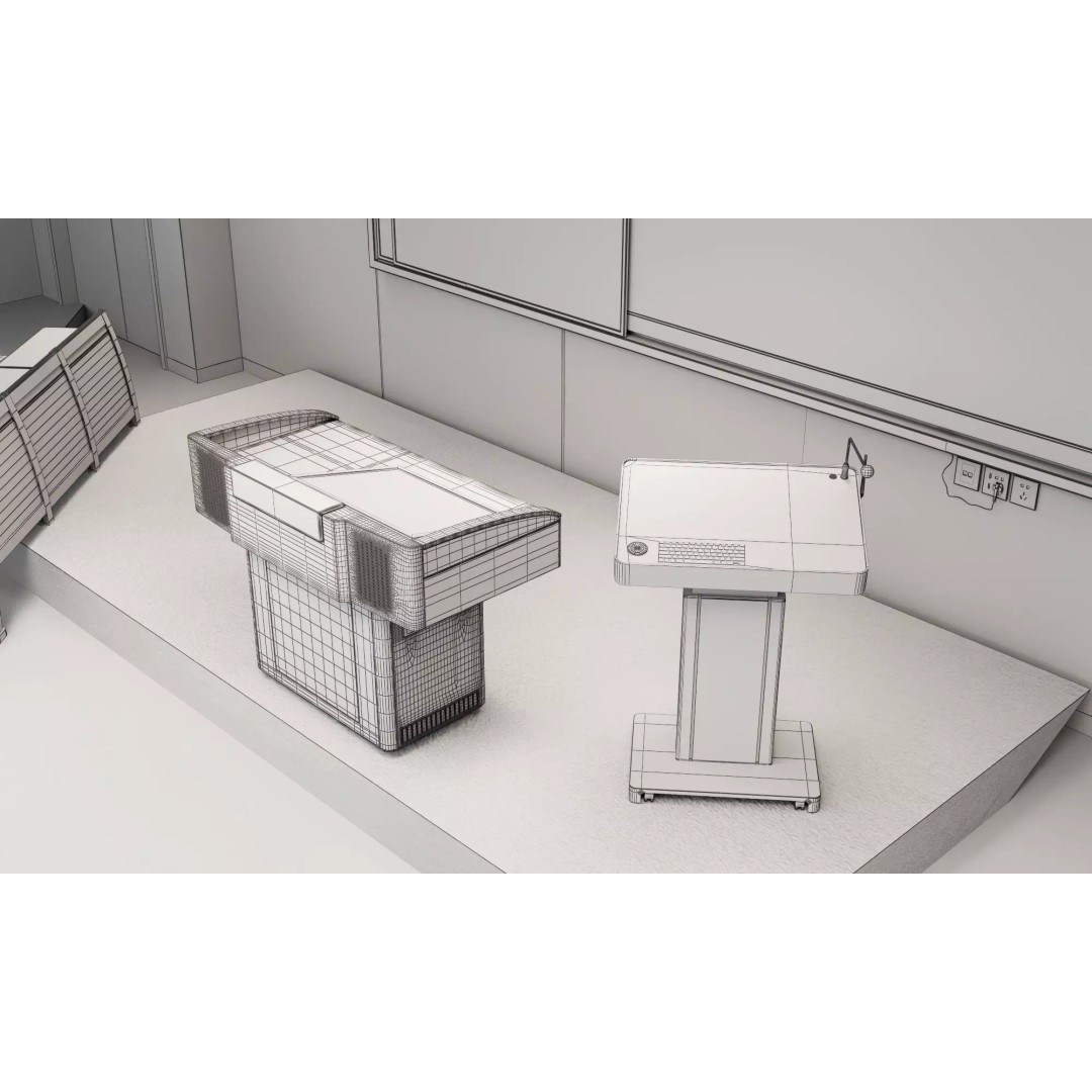 Modern Classroom Lecture Hall 3D Model – PBR Game Ready Interior, FBX, OBJ - View 17