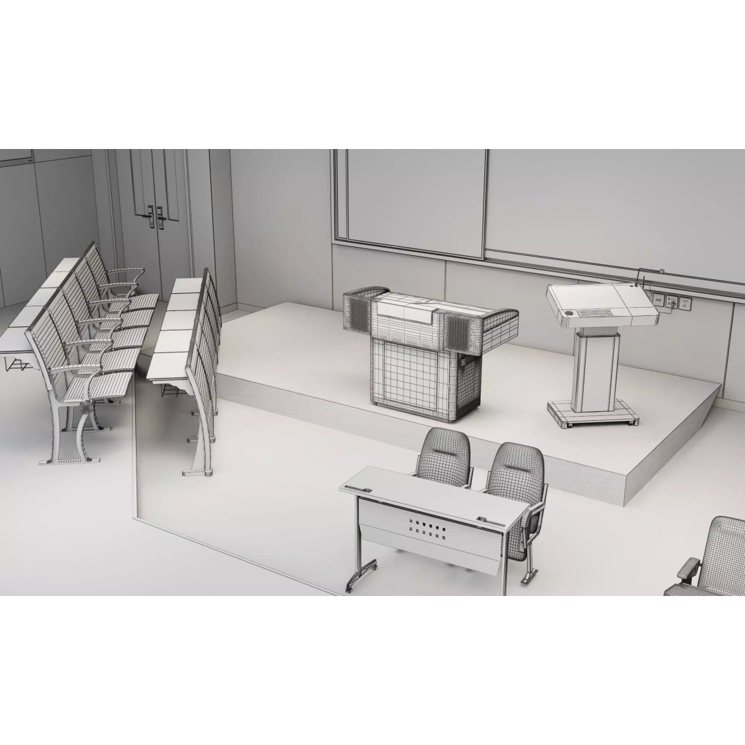 Modern Classroom Lecture Hall 3D Model – PBR Game Ready Interior, FBX, OBJ - View 20