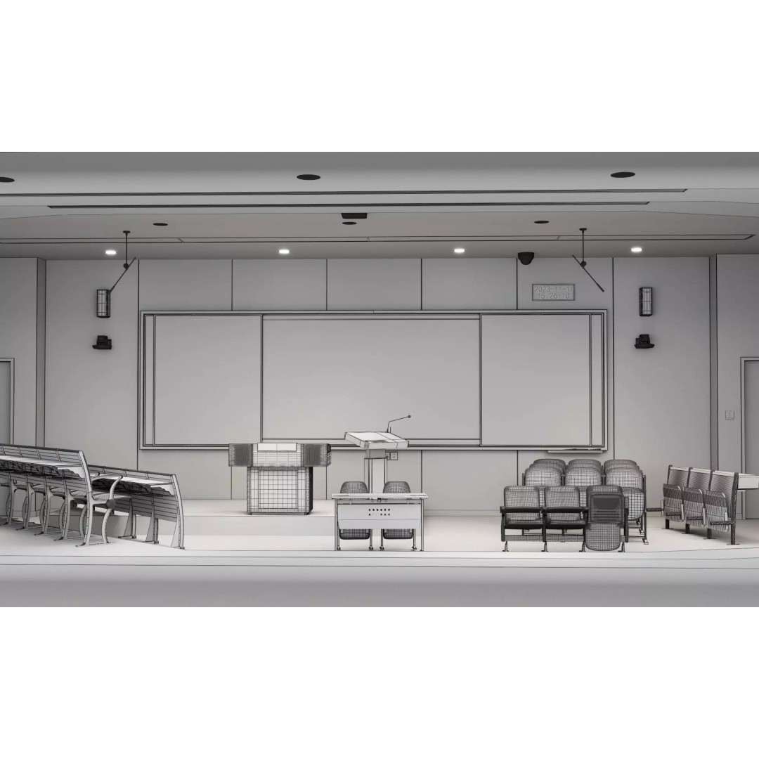 Modern Classroom Lecture Hall 3D Model – PBR Game Ready Interior, FBX, OBJ - View 21