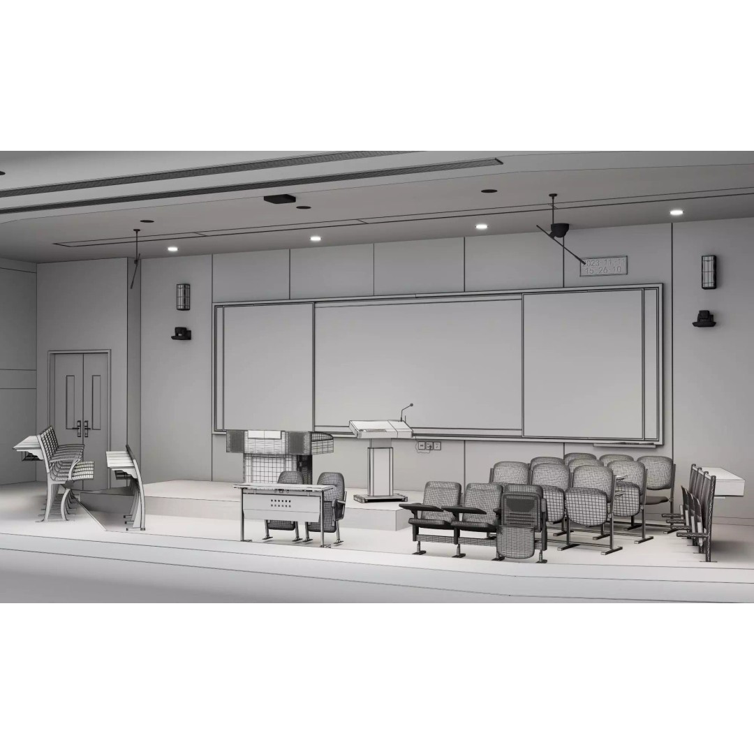 Modern Classroom Lecture Hall 3D Model – PBR Game Ready Interior, FBX, OBJ - View 22