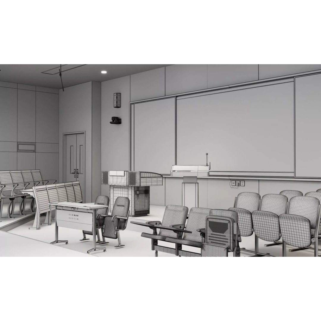 Modern Classroom Lecture Hall 3D Model – PBR Game Ready Interior, FBX, OBJ - View 23