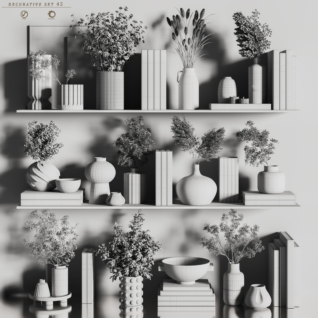 Decorative Set 3D Model – Interior Design Asset, PBR Textures