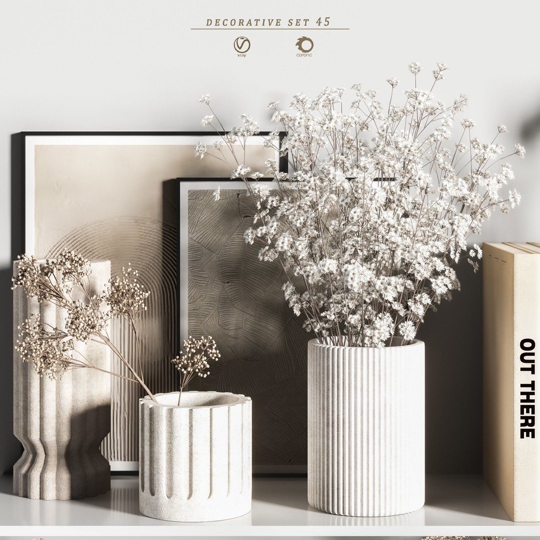 Decorative Set 3D Model – Interior Design Asset, PBR Textures - View 4