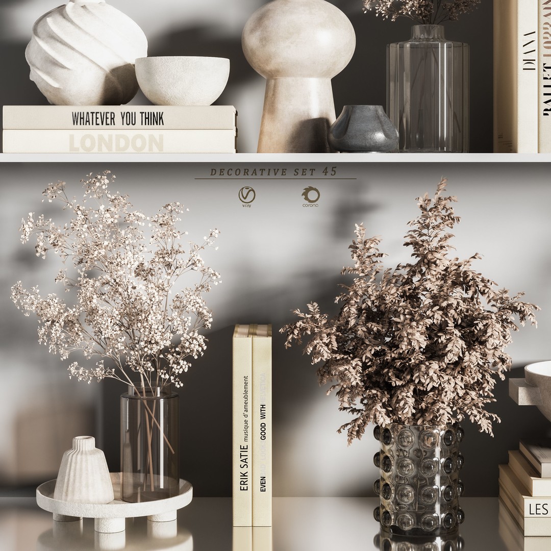 Decorative Set 3D Model – Interior Design Asset, PBR Textures - View 5