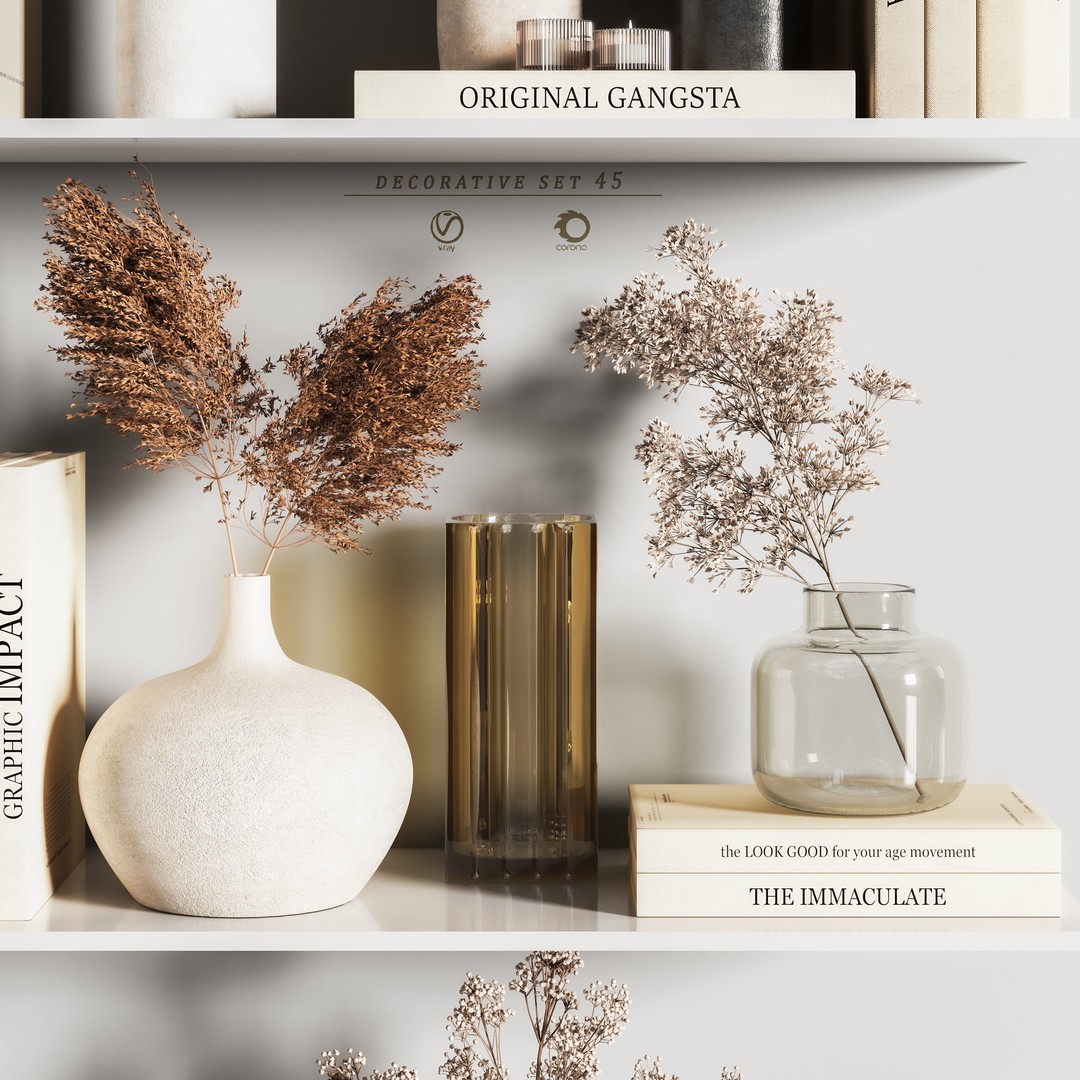 Decorative Set 3D Model – Interior Design Asset, PBR Textures - View 7