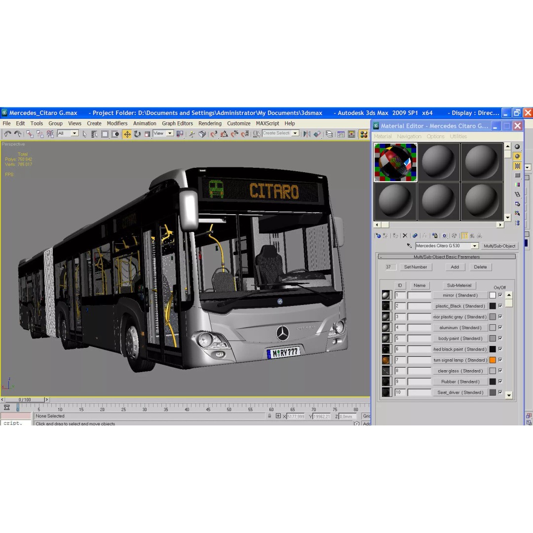 Mercedes-Benz Citaro G EURO VI 3D Model – High Poly Bus Asset, FBX, OBJ - View 26