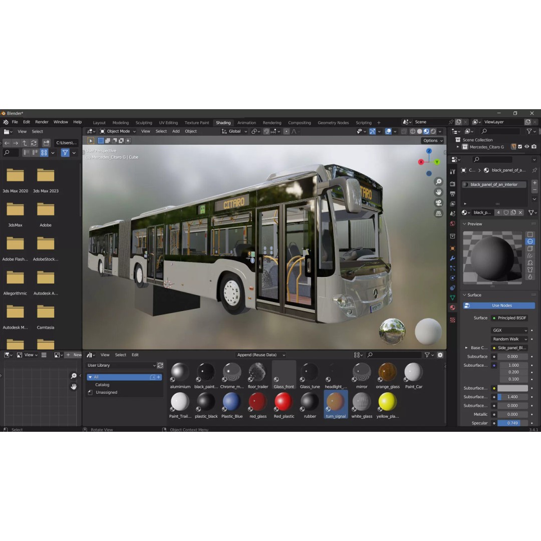 Mercedes-Benz Citaro G EURO VI 3D Model – High Poly Bus Asset, FBX, OBJ - View 6