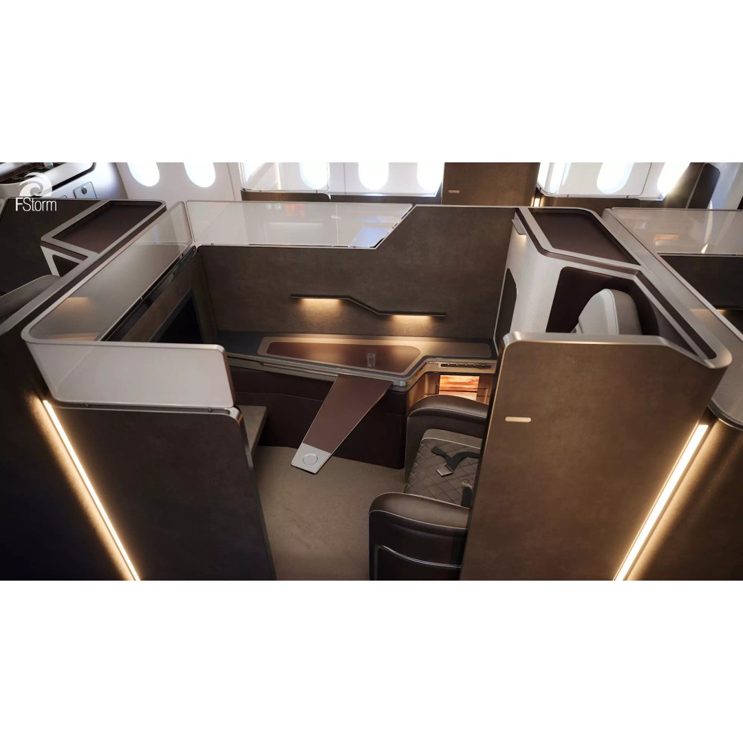 Modern Airplane Interior 3D Model – High Poly Photorealistic Render, Vray & Fstorm - View 2