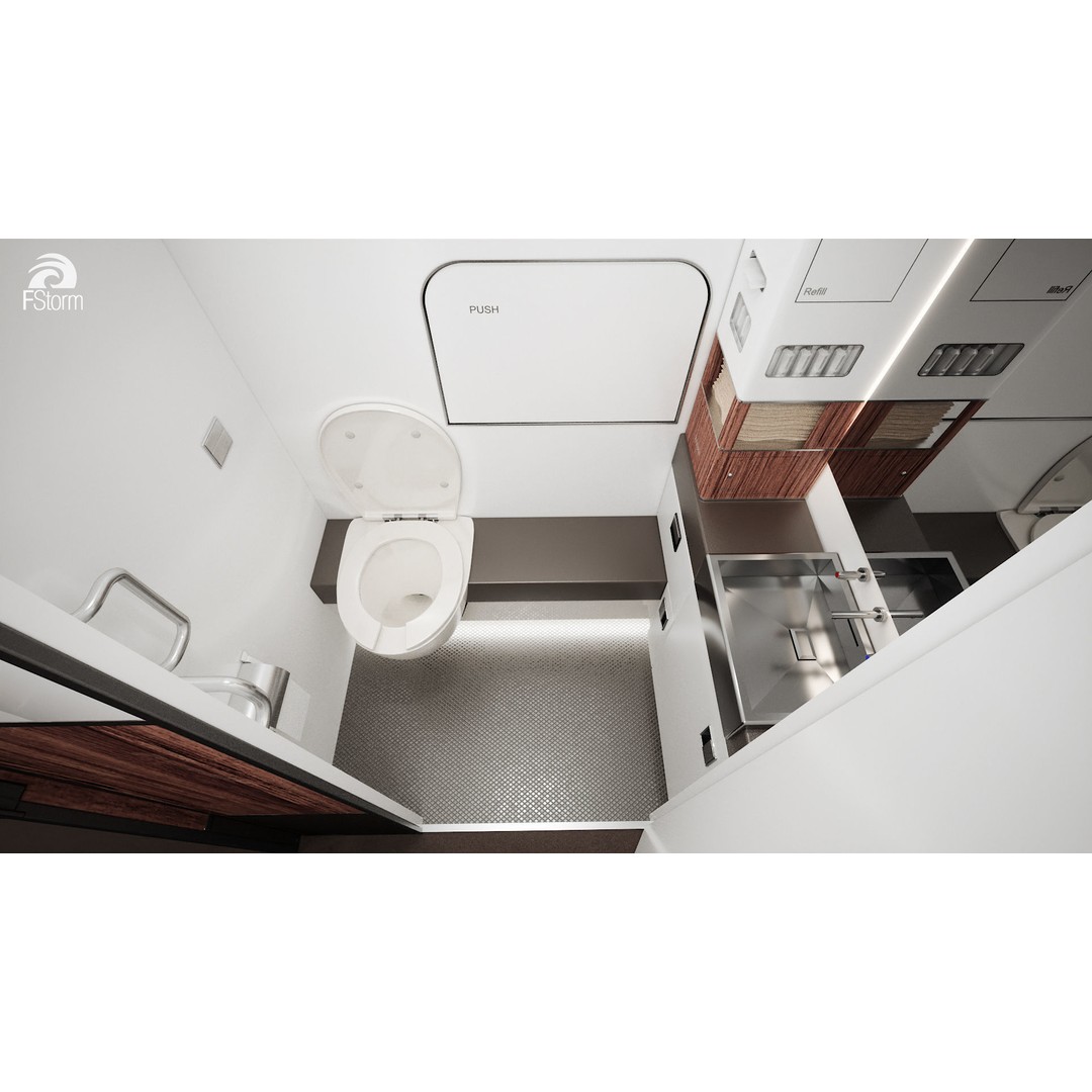 Modern Airplane Interior 3D Model – High Poly Photorealistic Render, Vray & Fstorm - View 42