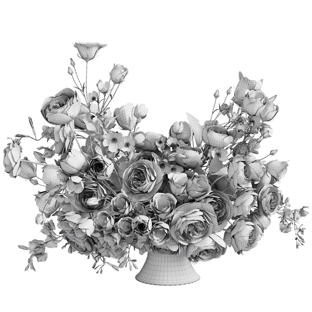 Flower in Vase 3D Model – High Poly Decorative Indoor Plant, FBX