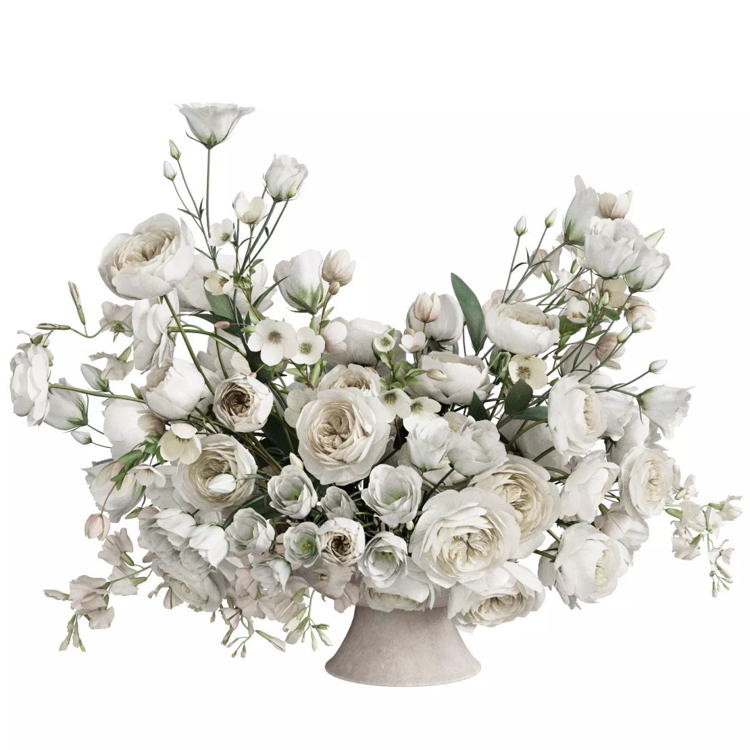 Flower in Vase 3D Model – High Poly Decorative Indoor Plant, FBX - View 2