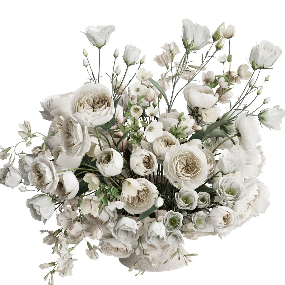 Flower in Vase 3D Model – High Poly Decorative Indoor Plant, FBX - View 4