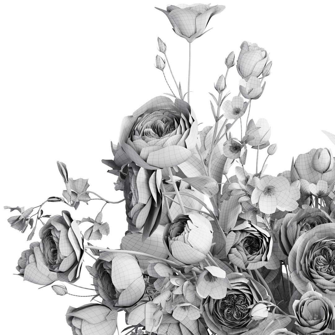 Flower in Vase 3D Model – High Poly Decorative Indoor Plant, FBX - View 6