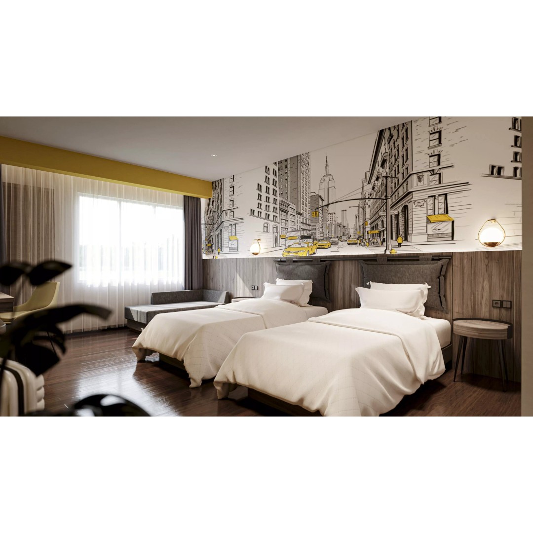 Bedroom Hotel 3D Model – Contemporary Interior Scene, FBX, OBJ - View 2