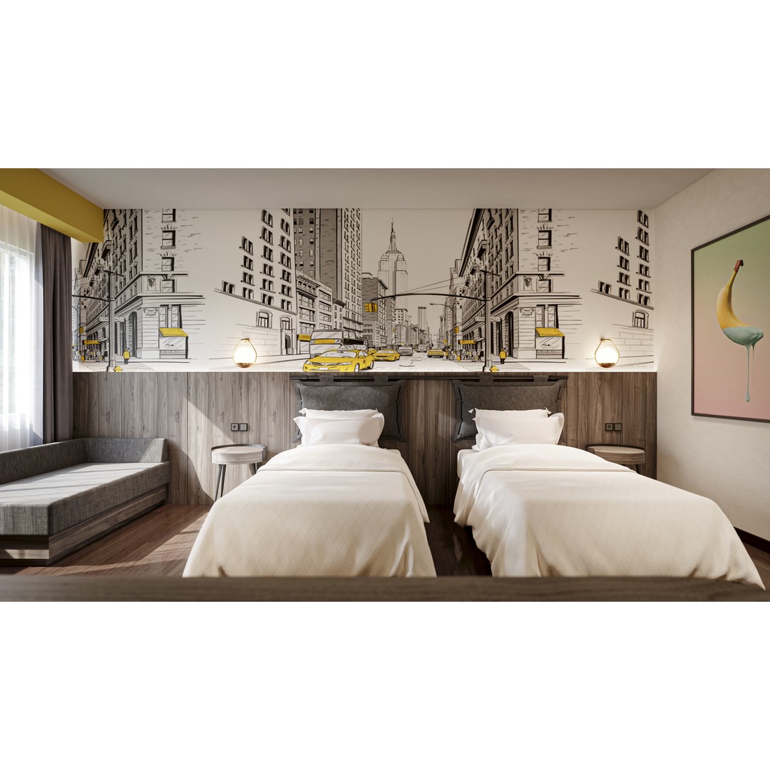 Bedroom Hotel 3D Model – Contemporary Interior Scene, FBX, OBJ - View 4