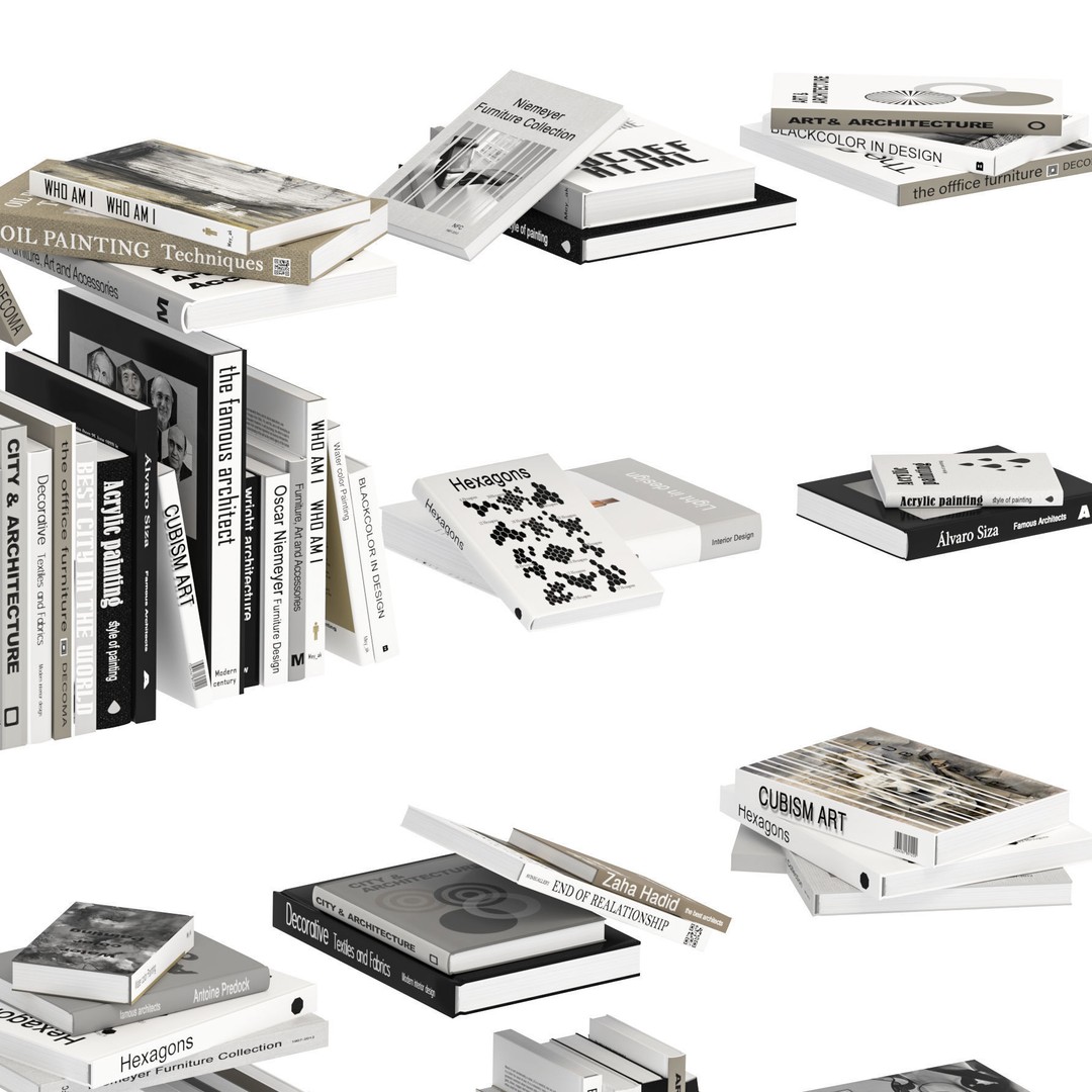 Book Collection 3D Model – V-Ray & Corona Formats, Game Ready - View 10