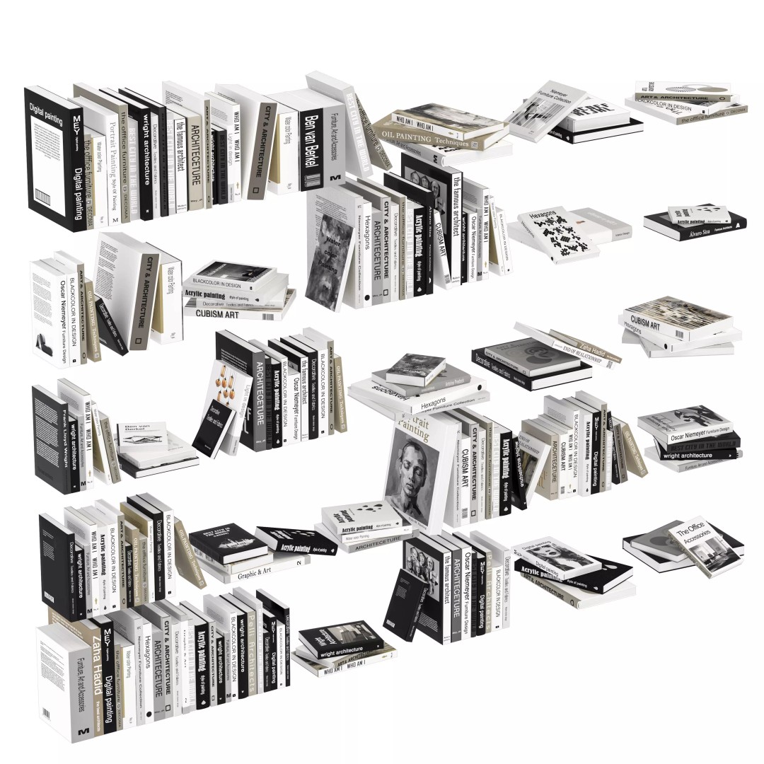 Book Collection 3D Model – V-Ray & Corona Formats, Game Ready - View 2