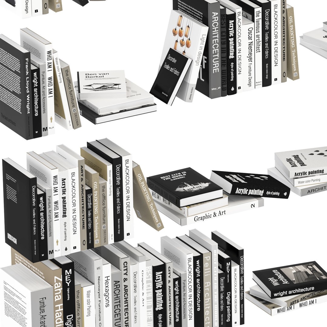 Book Collection 3D Model – V-Ray & Corona Formats, Game Ready - View 6
