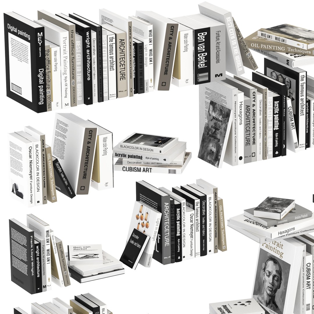 Book Collection 3D Model – V-Ray & Corona Formats, Game Ready - View 7