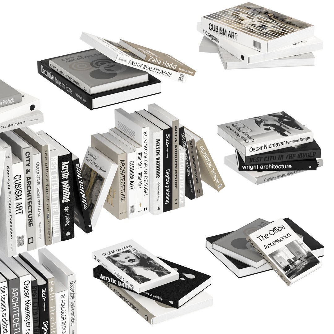 Book Collection 3D Model – V-Ray & Corona Formats, Game Ready - View 8