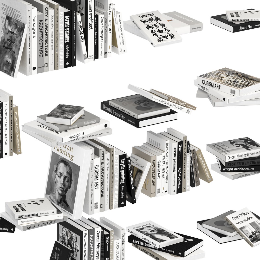 Book Collection 3D Model – V-Ray & Corona Formats, Game Ready - View 9